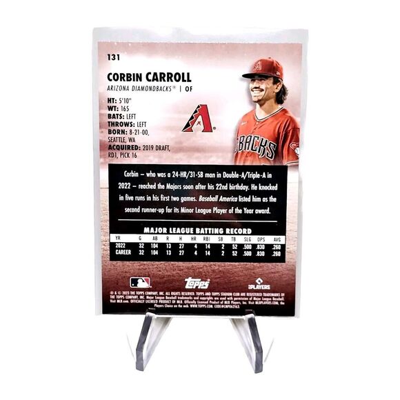 Corbin Carroll #131 Topps Stadium Club Rookie Red Foil 2023 MVP NM/M - Picture 3 of 4